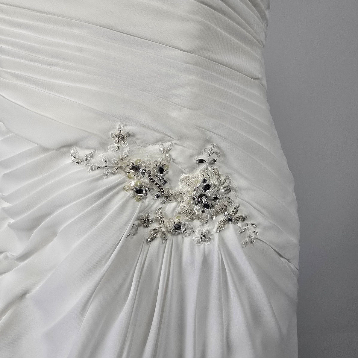 White Beaded Detail Wedding Dress Size 12