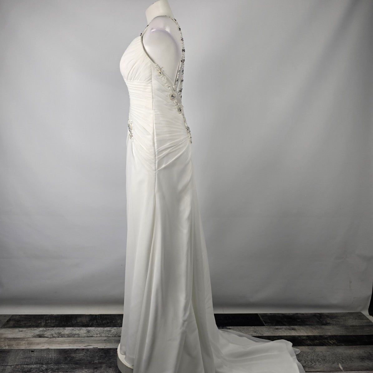 White Beaded Detail Wedding Dress Size 12