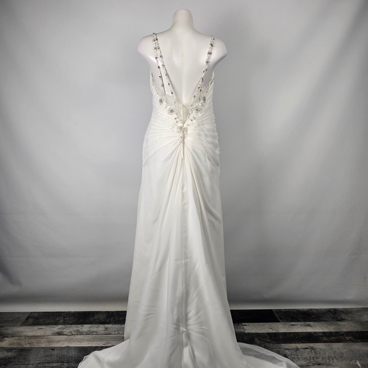 White Beaded Detail Wedding Dress Size 12
