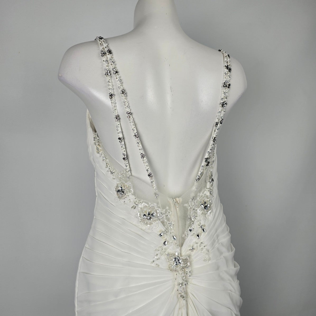 White Beaded Detail Wedding Dress Size 12
