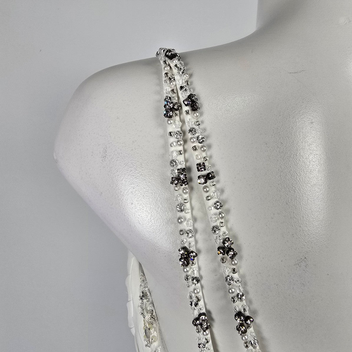 White Beaded Detail Wedding Dress Size 12