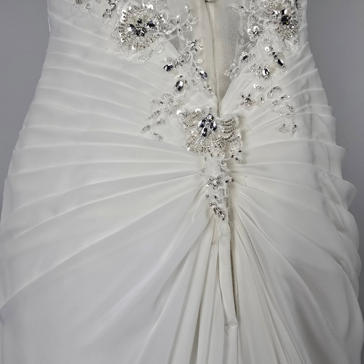 White Beaded Detail Wedding Dress Size 12