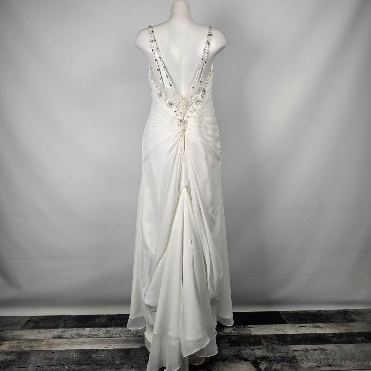 White Beaded Detail Wedding Dress Size 12