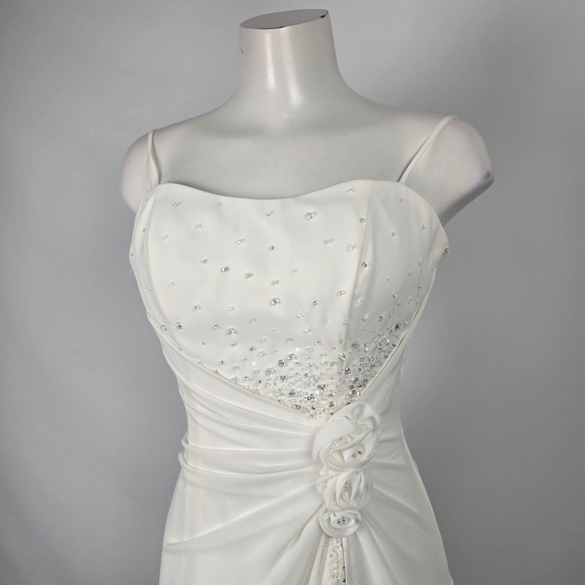 Alfred Angelo White Beaded High Low Wedding Dress Size XS