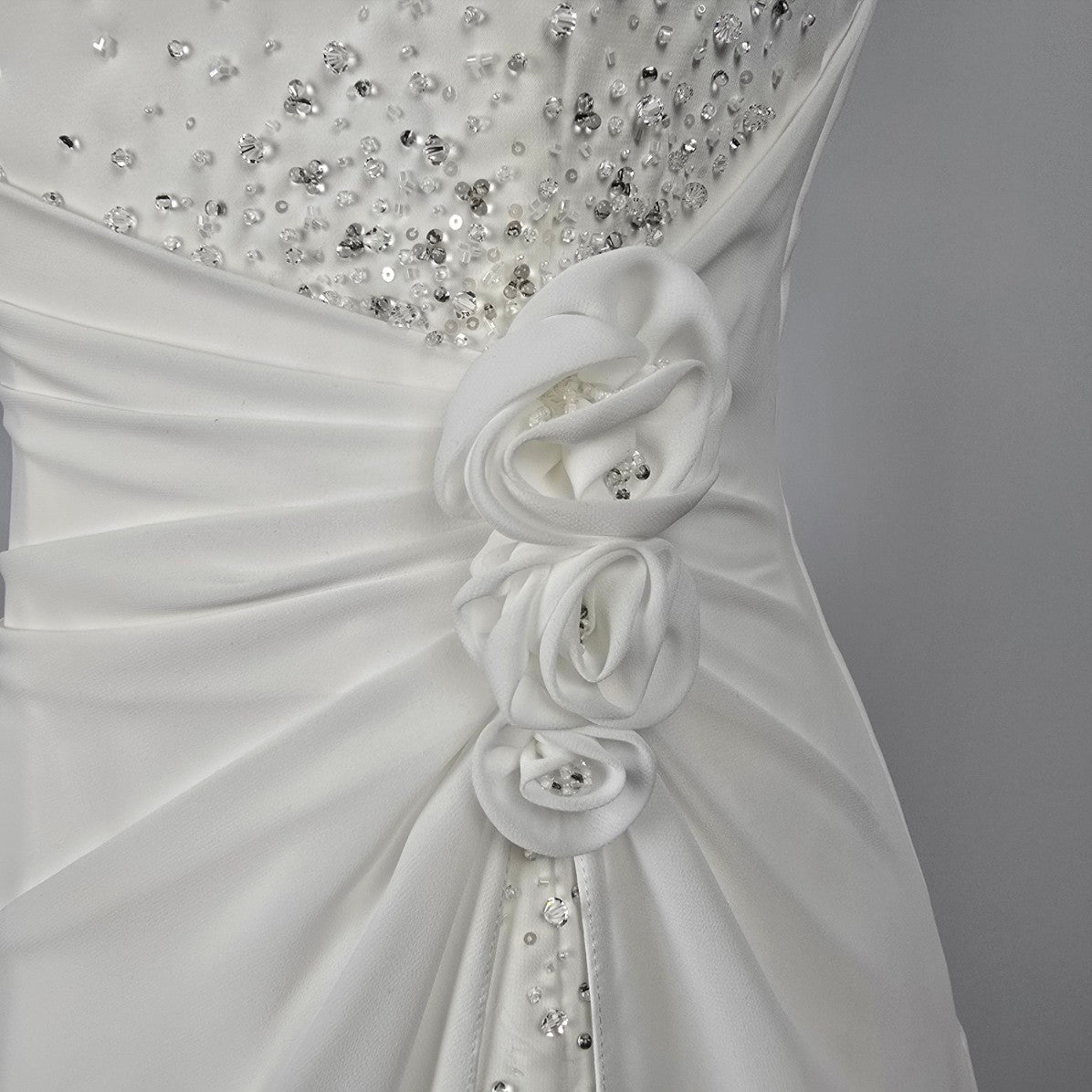 Alfred Angelo White Beaded High Low Wedding Dress Size XS