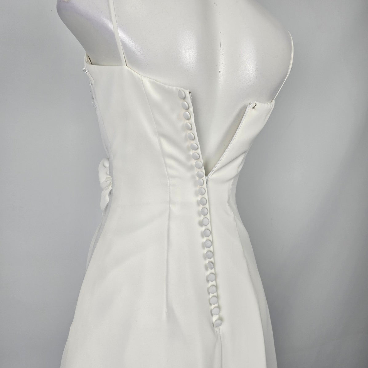 Alfred Angelo White Beaded High Low Wedding Dress Size XS