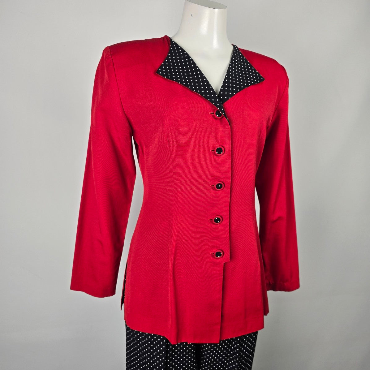 Vintage Savannah Red & Black Polka Dot Blazer & Pant Suit Size 5