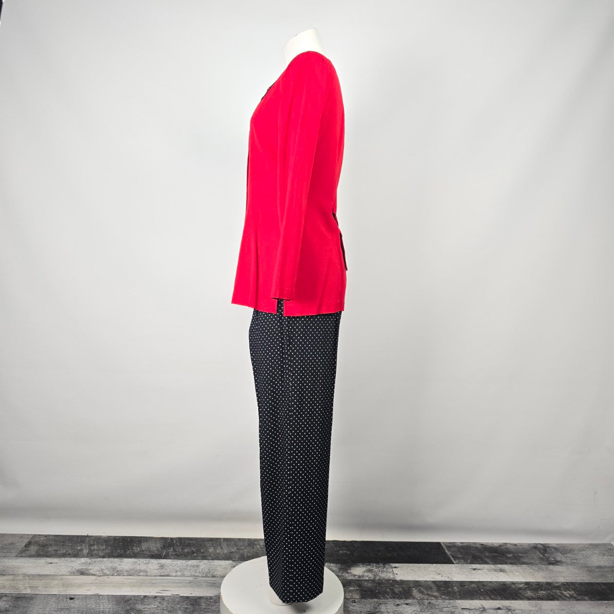 Vintage Savannah Red & Black Polka Dot Blazer & Pant Suit Size 5