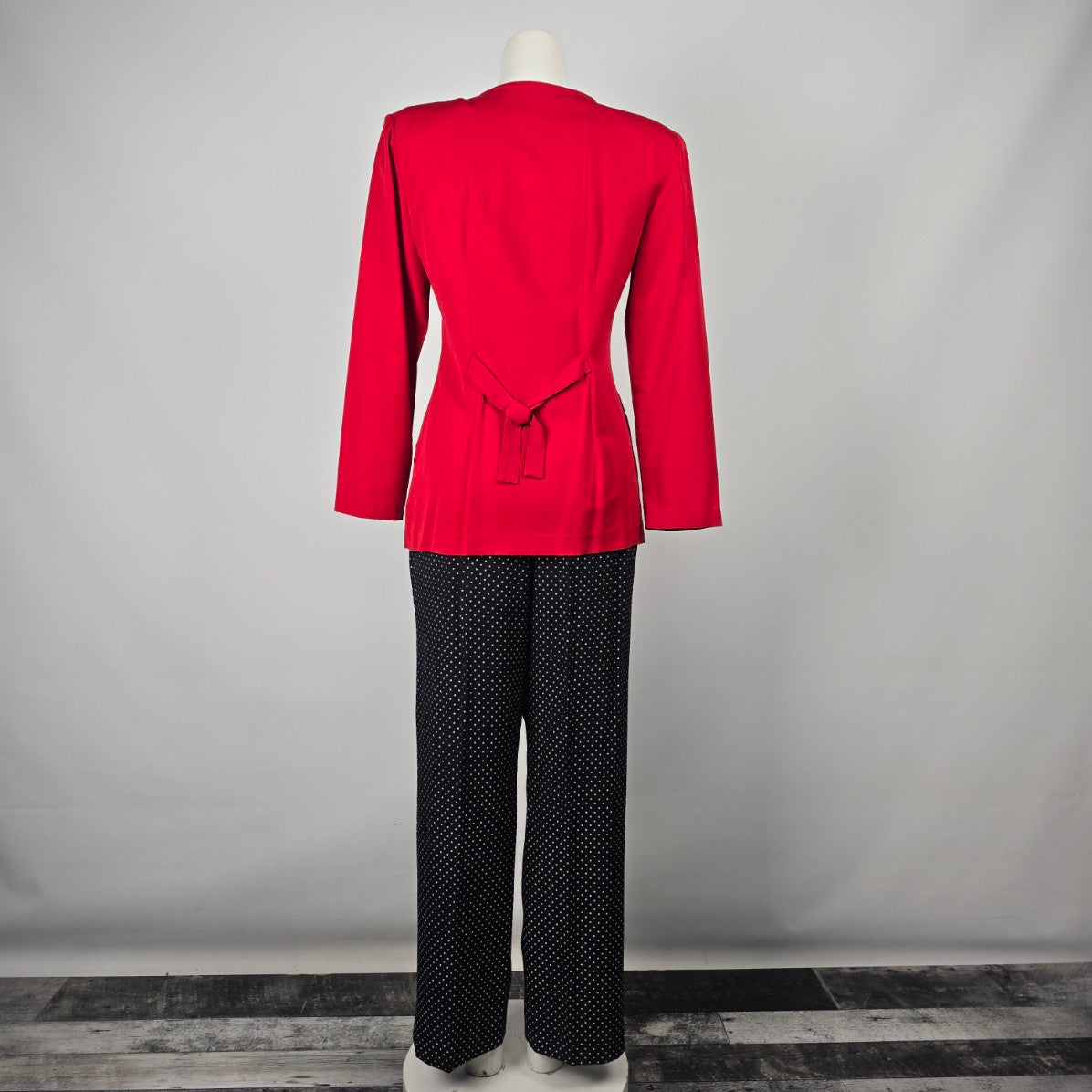 Vintage Savannah Red & Black Polka Dot Blazer & Pant Suit Size 5