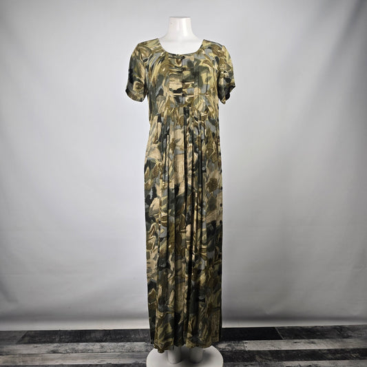 Vintage Mexzanotte Green Floral Maxi Dress Size L