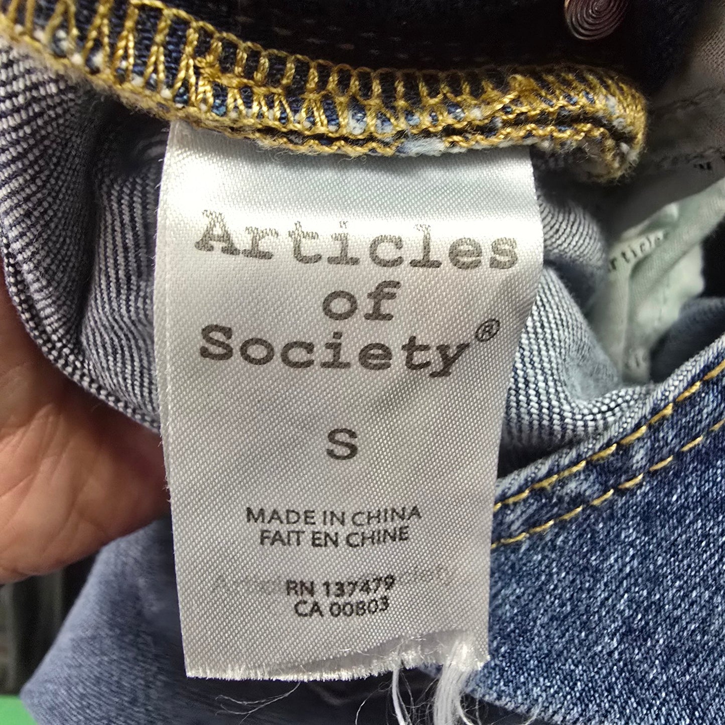 Articles Of Society Distressed Denim Overalls Size S