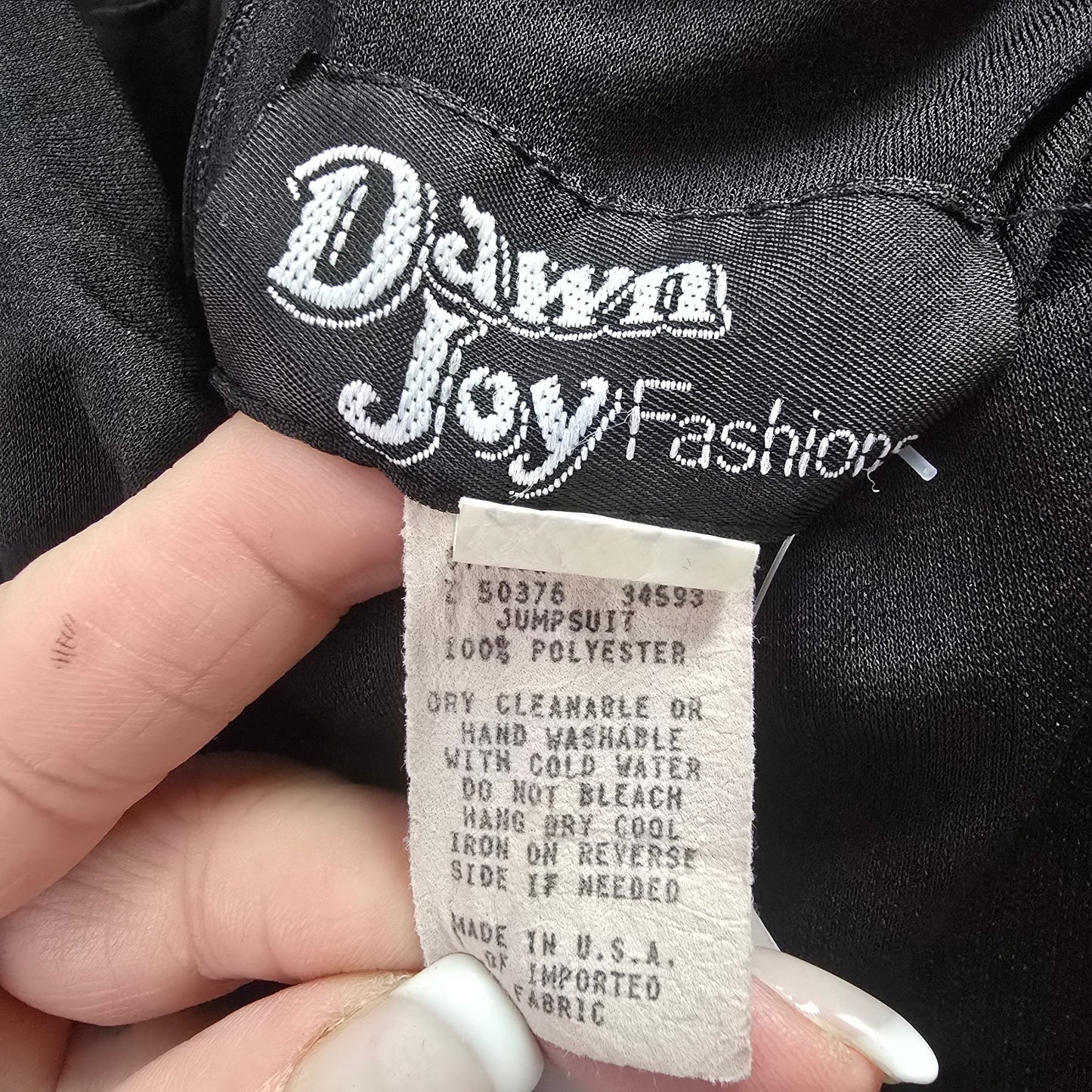 Vintage Dawn Joy Fashions Black Sleeveless Jumpsuit Size S