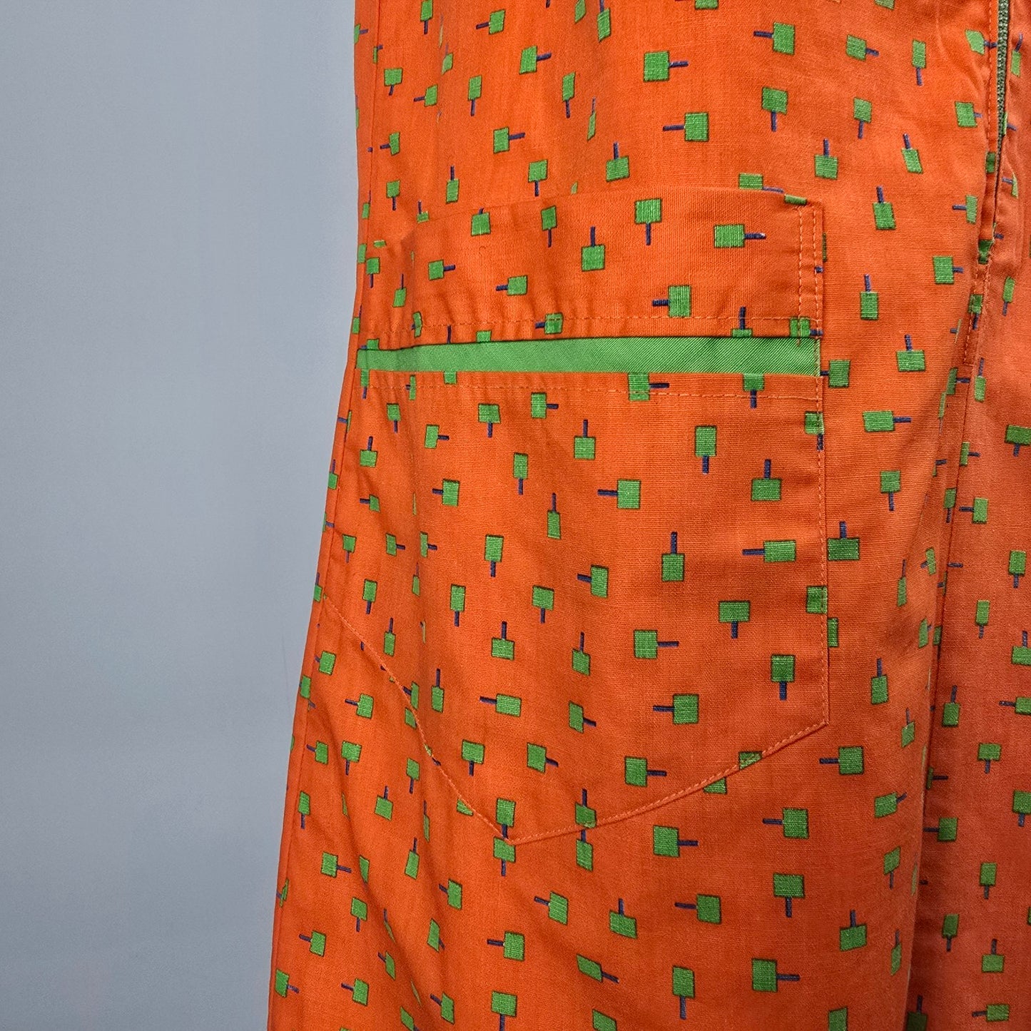 Vintage Go In's Orange Popsicle Print Cotton House Dress Size S
