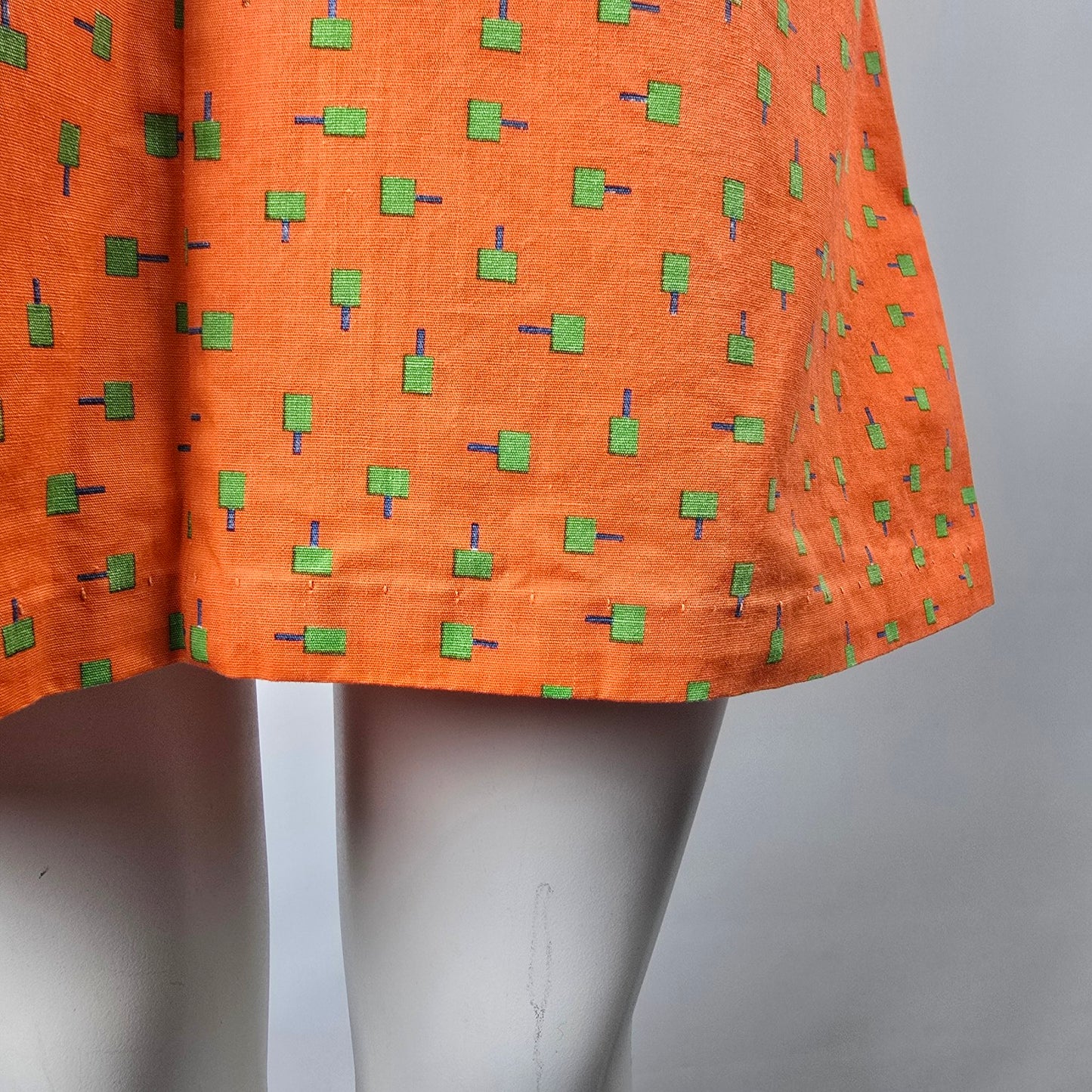 Vintage Go In's Orange Popsicle Print Cotton House Dress Size S