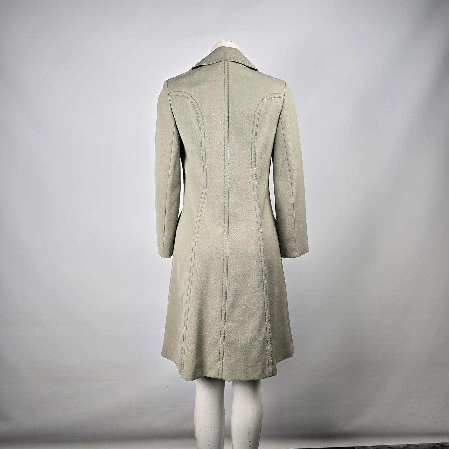 Vintage High Class Wool Green Double Breasted Militaries Equipment Trench Coat Size M