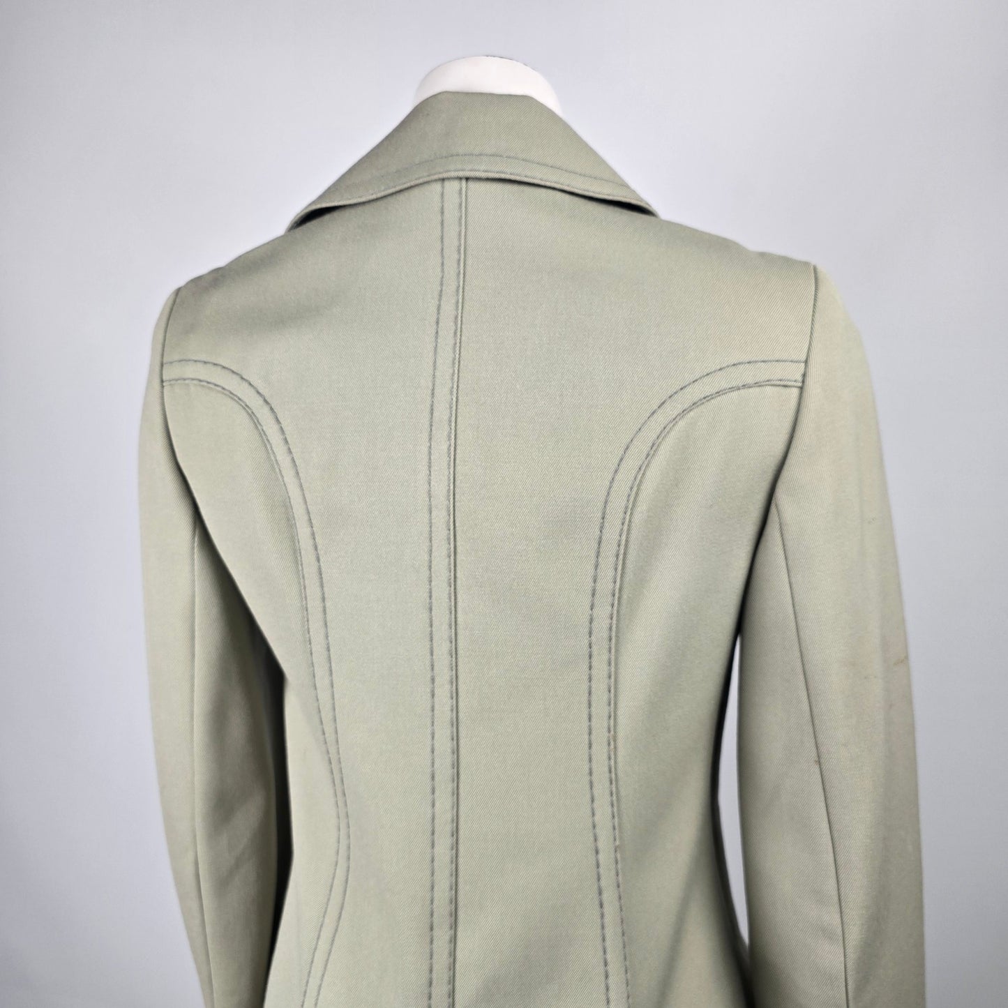 Vintage High Class Wool Green Double Breasted Militaries Equipment Trench Coat Size M