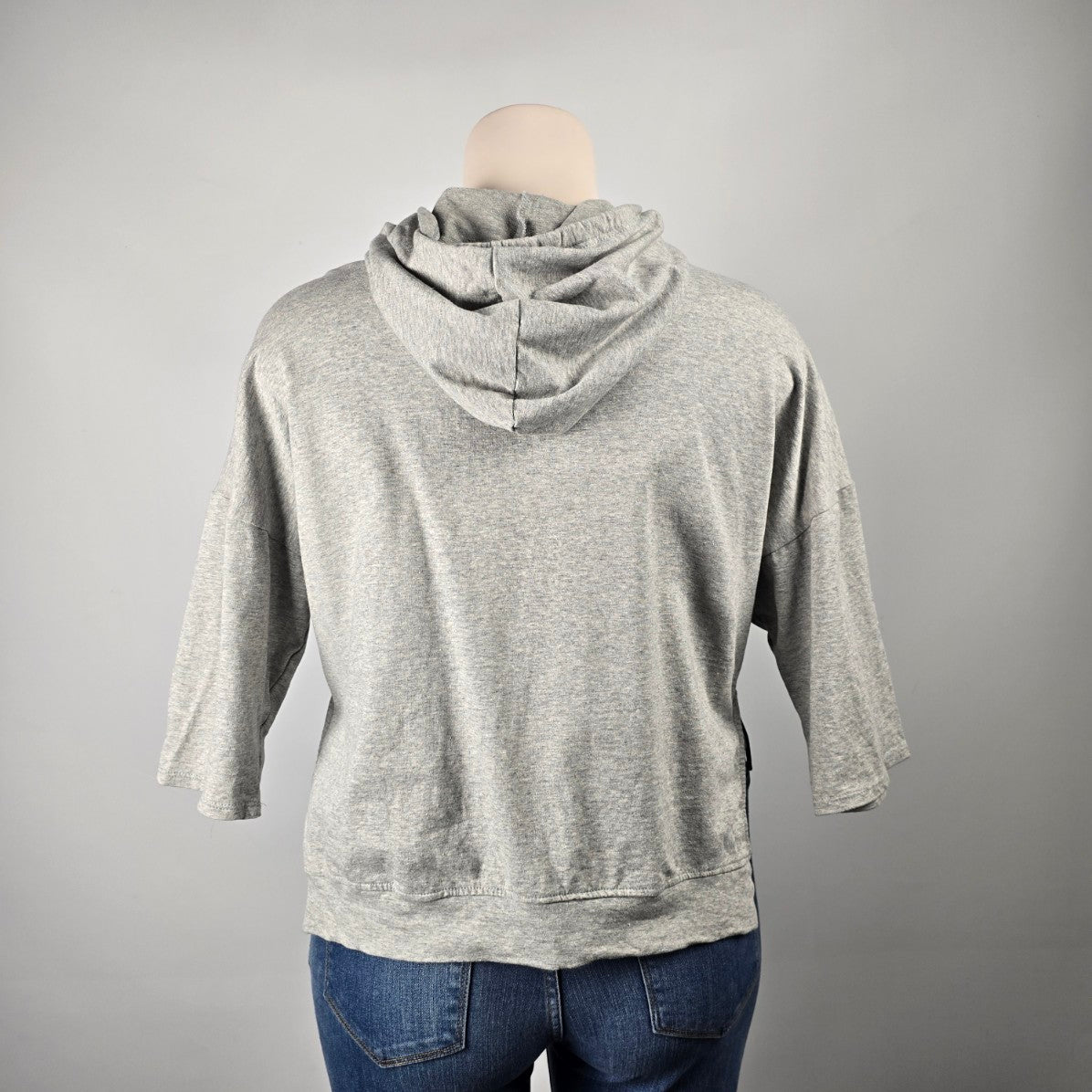 Win Win Grey Cotton Cropped Hoodie Size XL