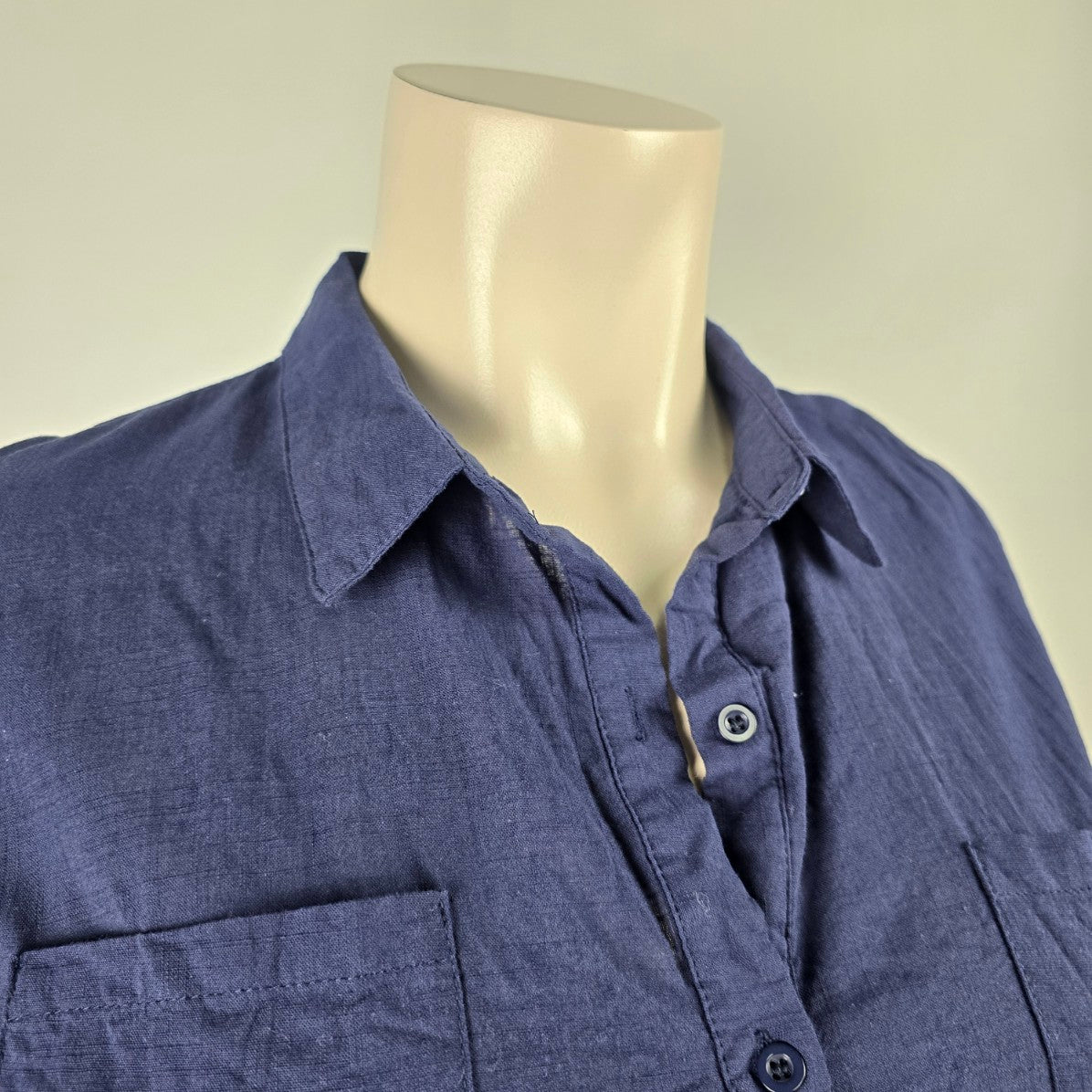 Zanzea Collection Navy Blue Cotton Shirt Midi Dress Size XXL