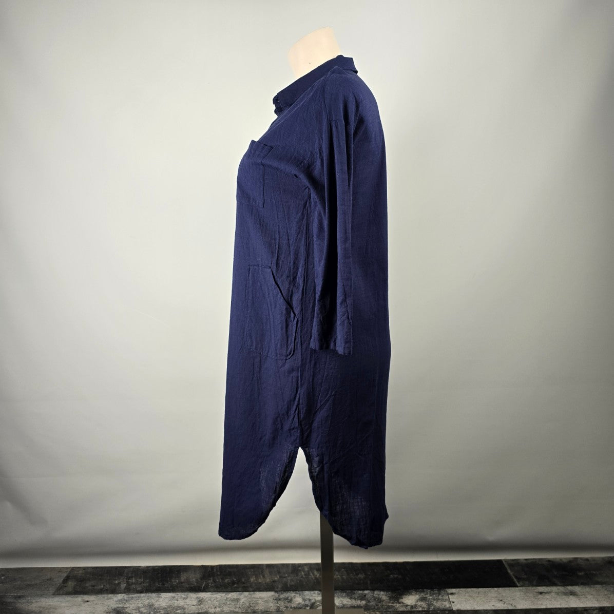 Zanzea Collection Navy Blue Cotton Shirt Midi Dress Size XXL