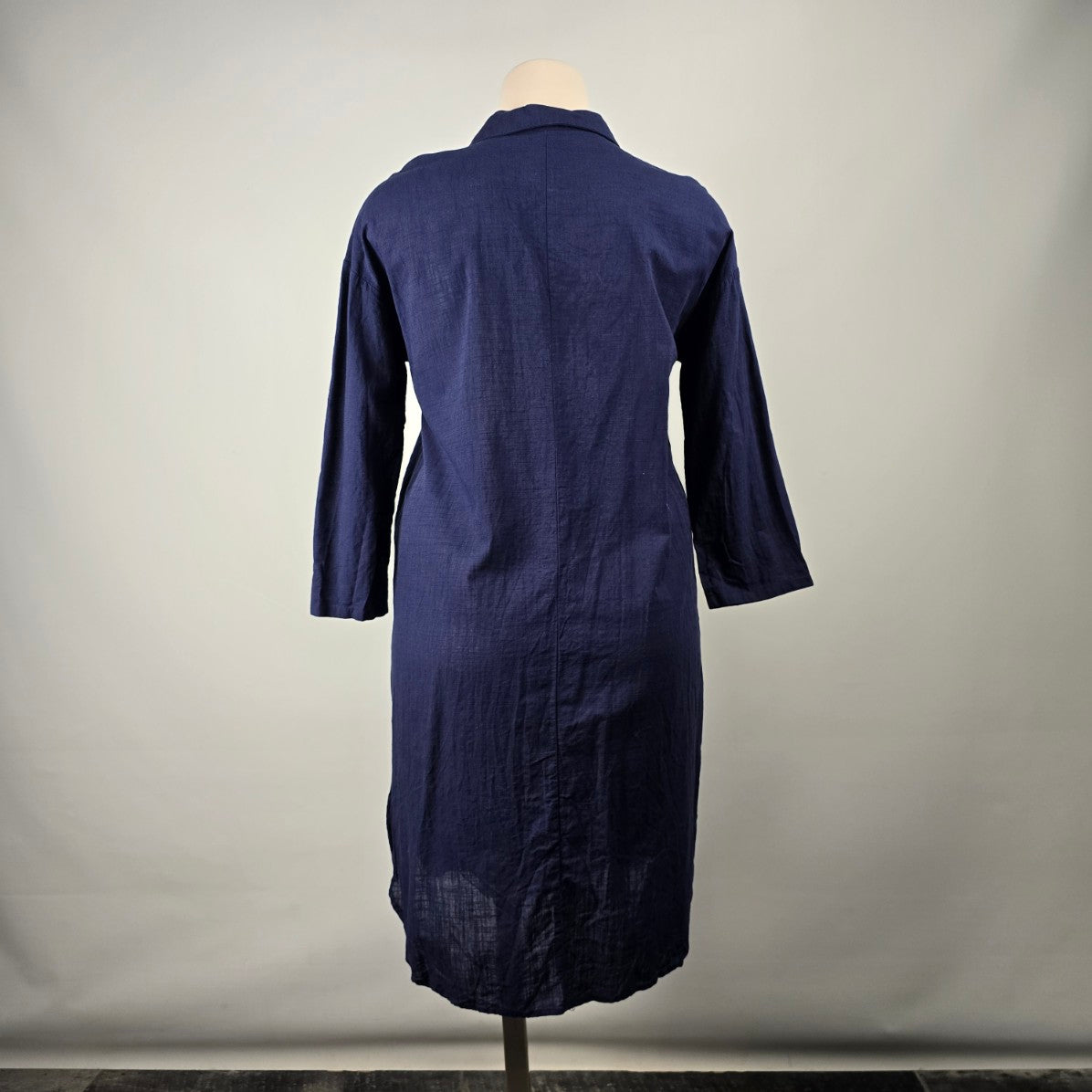 Zanzea Collection Navy Blue Cotton Shirt Midi Dress Size XXL
