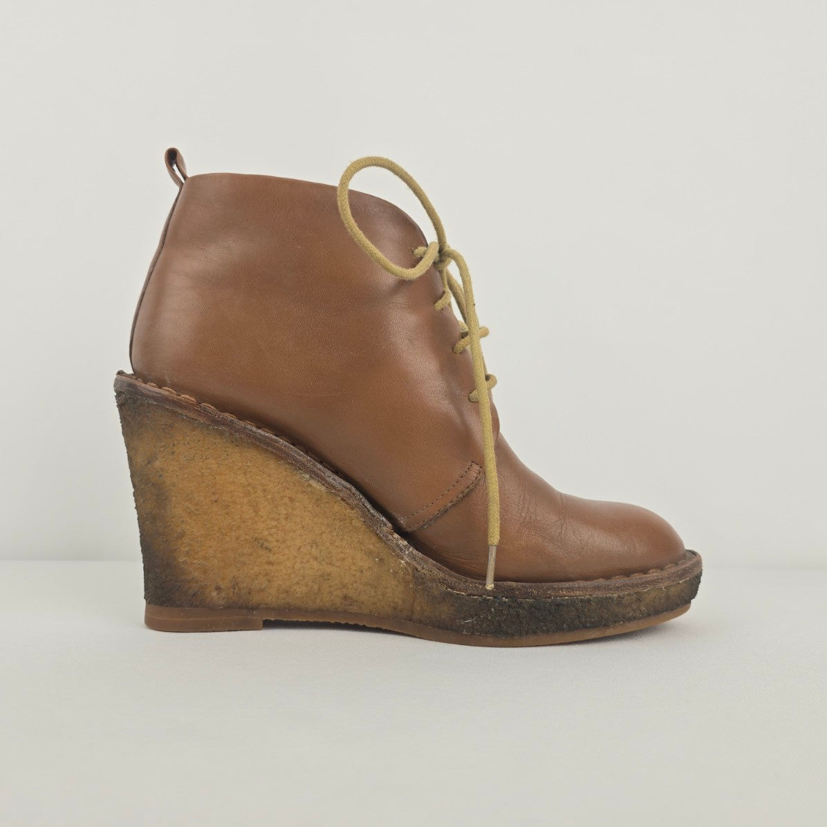Marc by Marc Jacobs Brown Leather Lace Up Wedge Boots Size 7.5