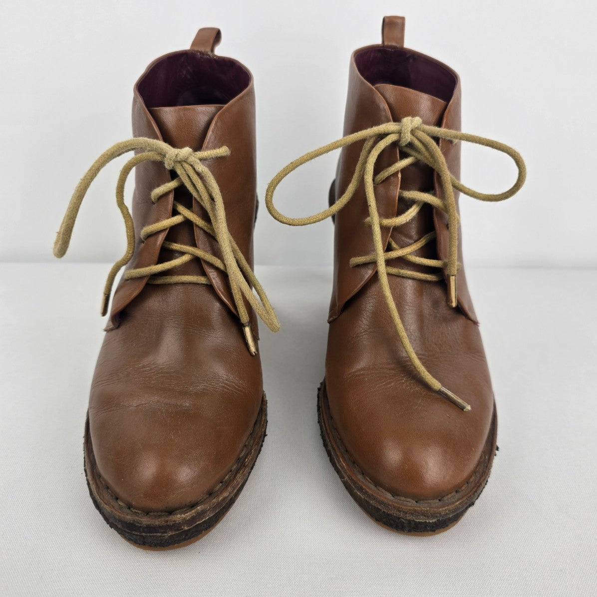 Marc by Marc Jacobs Brown Leather Lace Up Wedge Boots Size 7.5