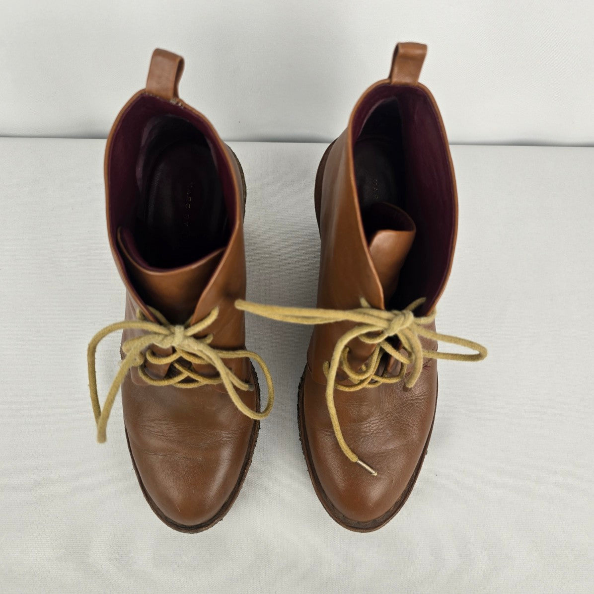 Marc by Marc Jacobs Brown Leather Lace Up Wedge Boots Size 7.5
