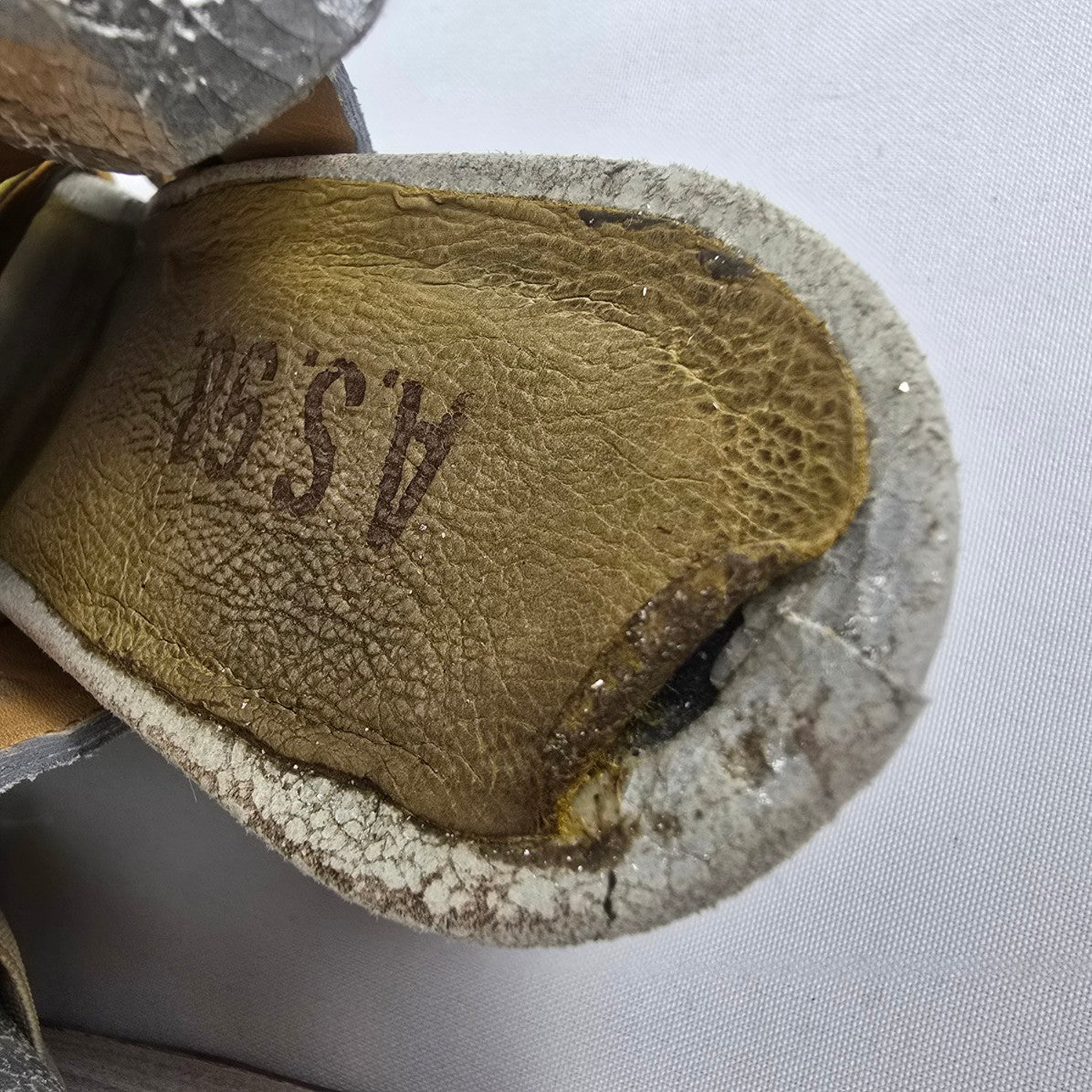 AS98 Yellow & Silver Leather Wedge Heel Strappy Sandals Size 9