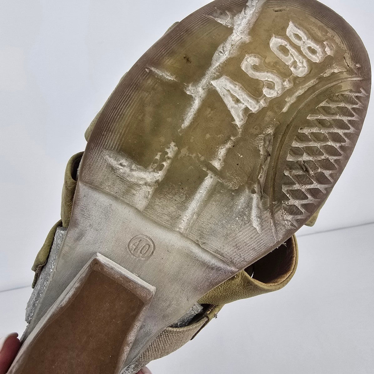 AS98 Yellow & Silver Leather Wedge Heel Strappy Sandals Size 9