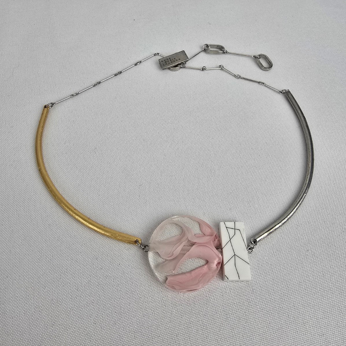 Anne Marie Chagnon Gold & Pink Statement Necklace