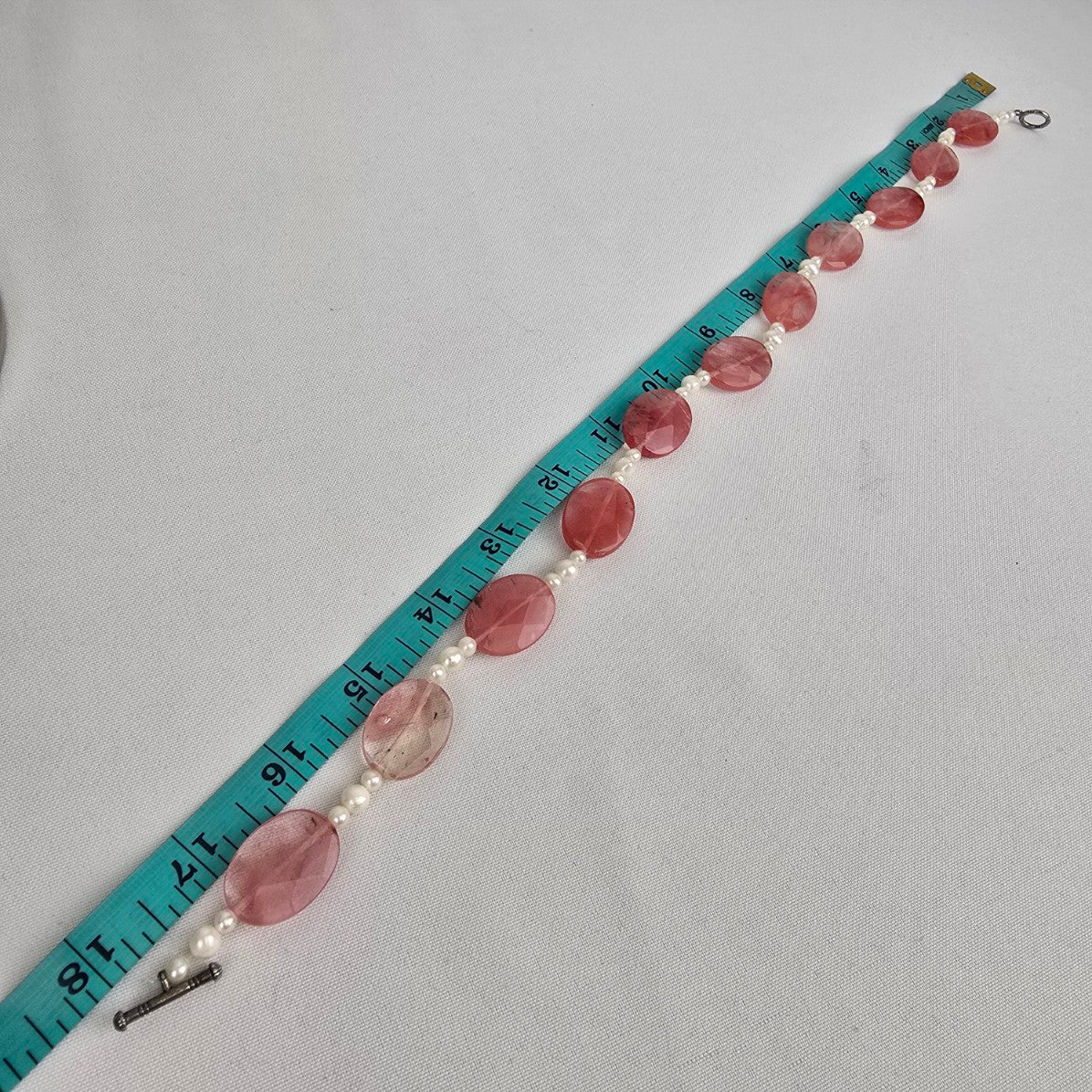 Polished Natural Stone Faux Pearl Necklace