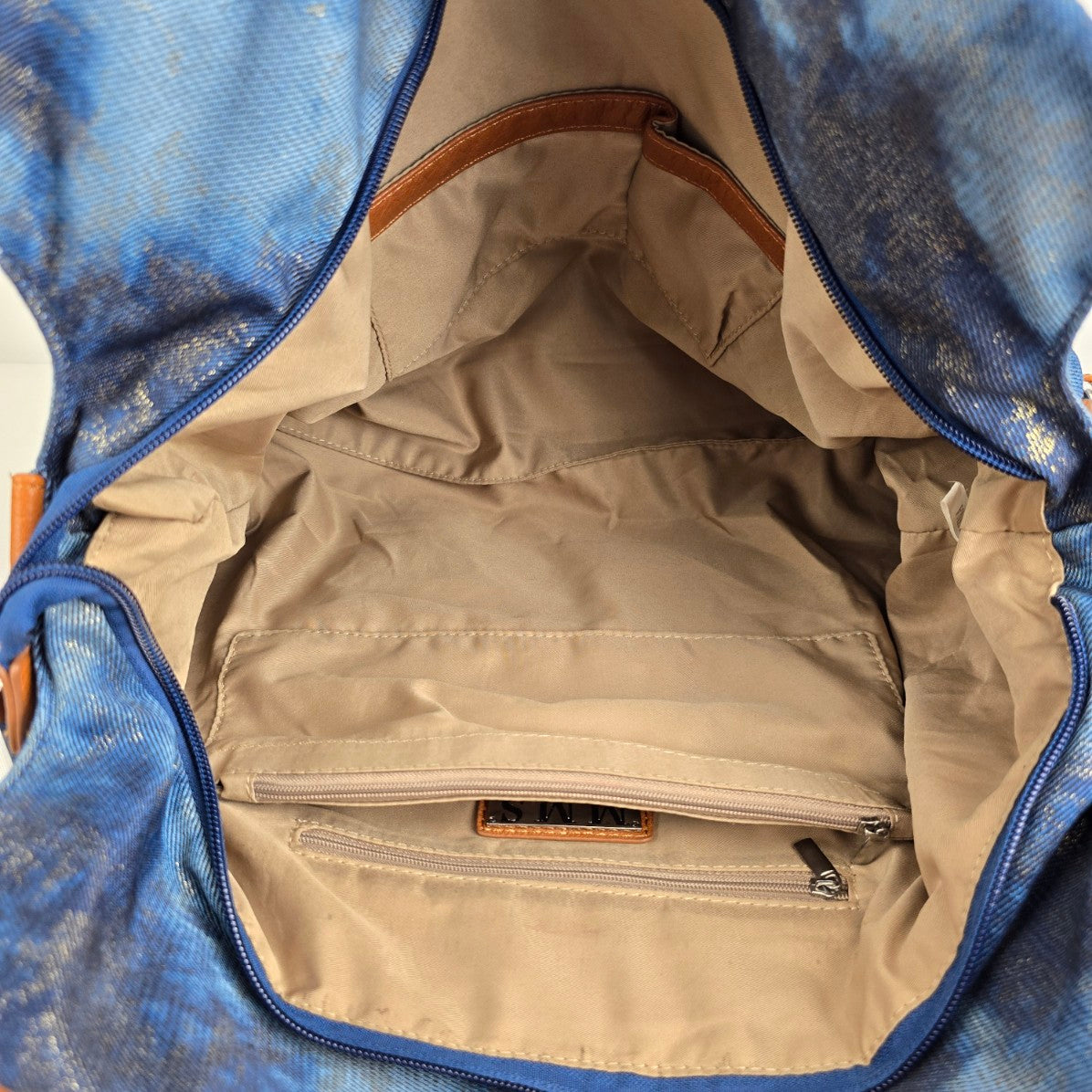 MMS Blue Denim Studded Shoulder Purse