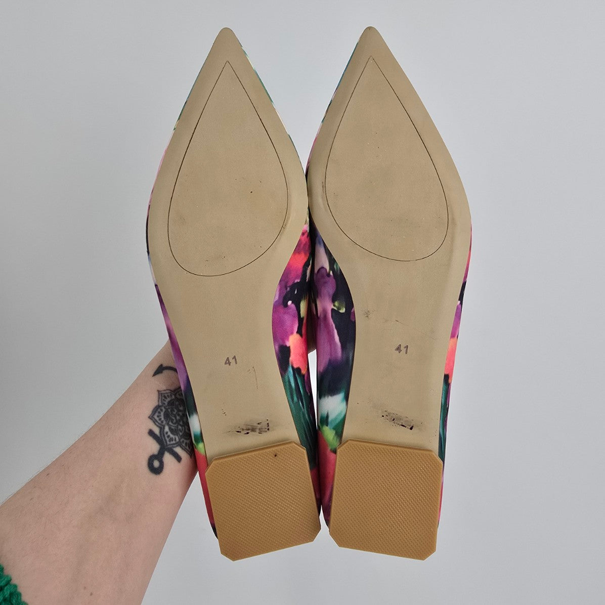 Marc Cain Floral Printed Satin Ballerina Flats Size 10
