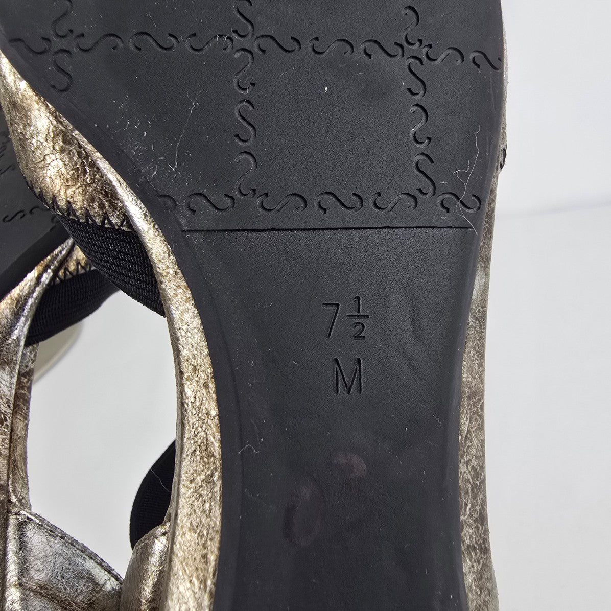Vaneli Silver Metallic Mary Jane Wedge Heel Shoes Size 7.5