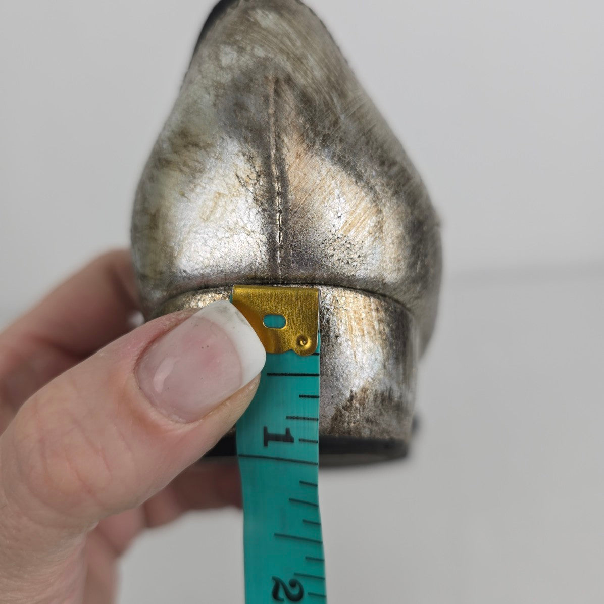 Vaneli Silver Metallic Mary Jane Wedge Heel Shoes Size 7.5