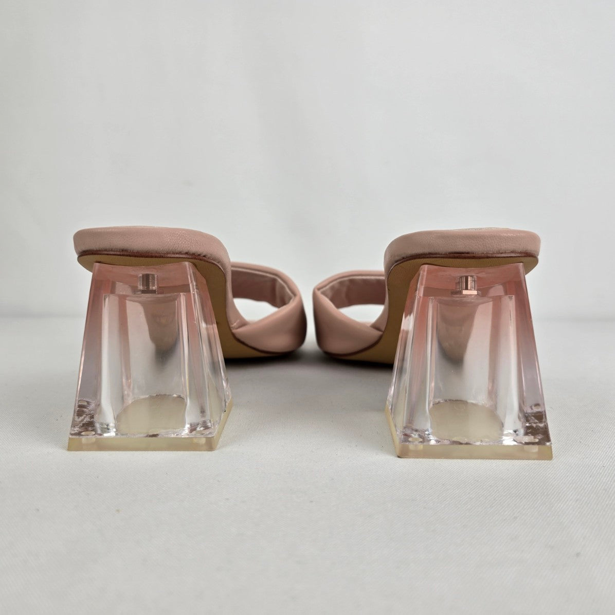 Aldo Pink Square Toe Clear Chunky Heel Mule Shoes Size 7