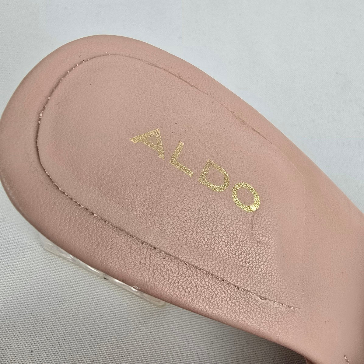Aldo Pink Square Toe Clear Chunky Heel Mule Shoes Size 7