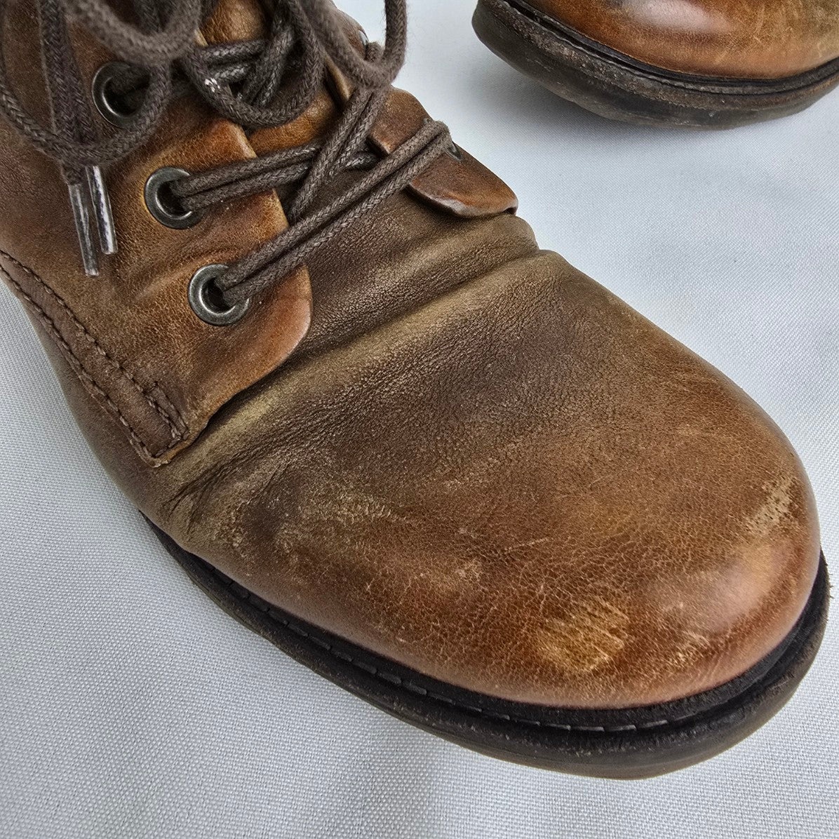 AS98 Brown Leather Strappy Ankle Boots Size 6