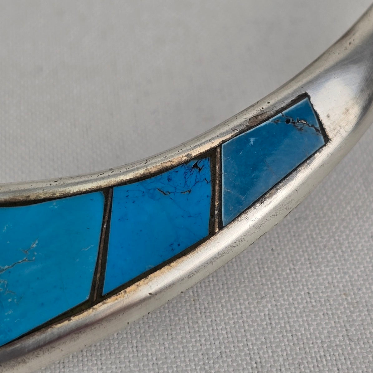 Vintage Taxco Sterling Silver 925 Turquoise Collar Heart Necklace