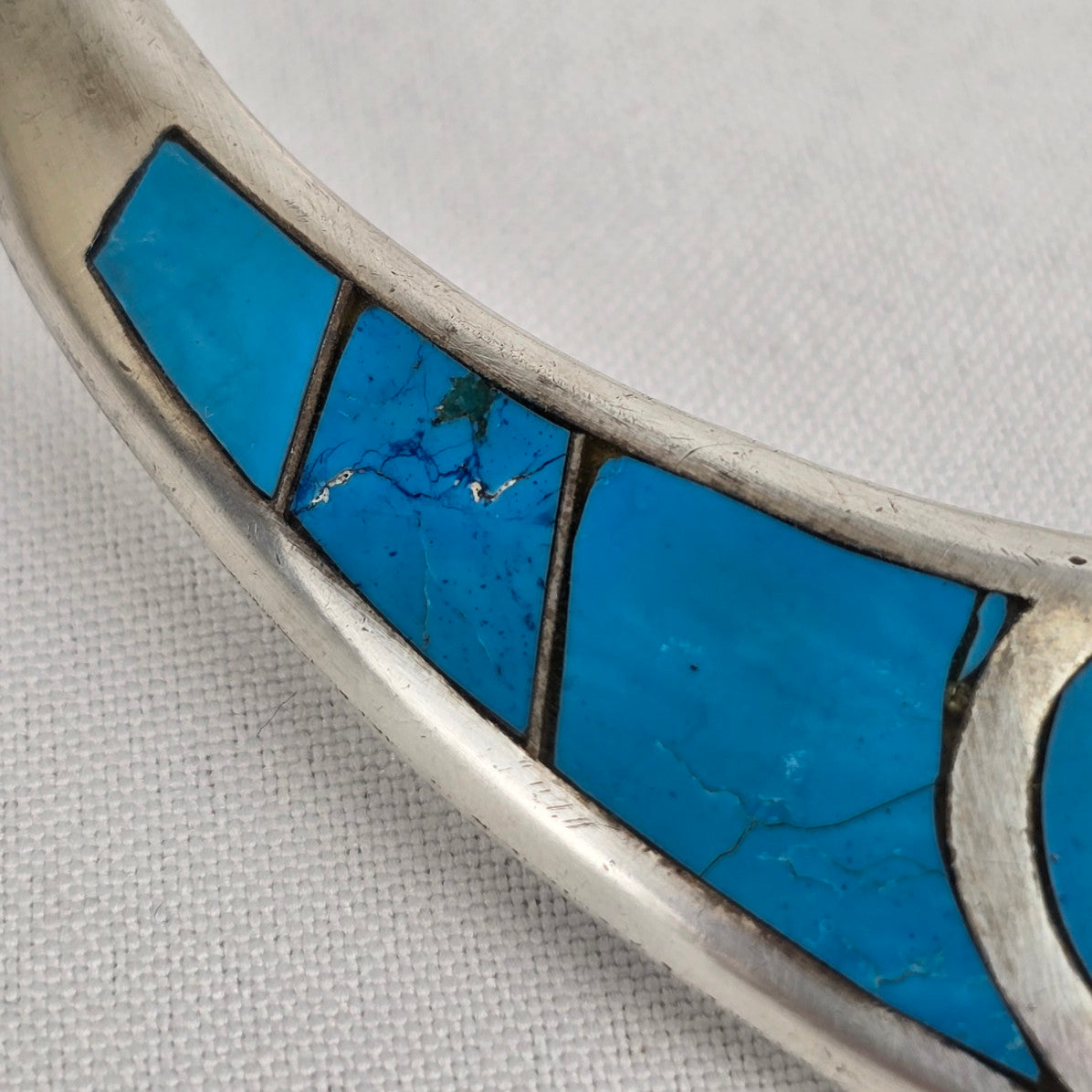 Vintage Taxco Sterling Silver 925 Turquoise Collar Heart Necklace