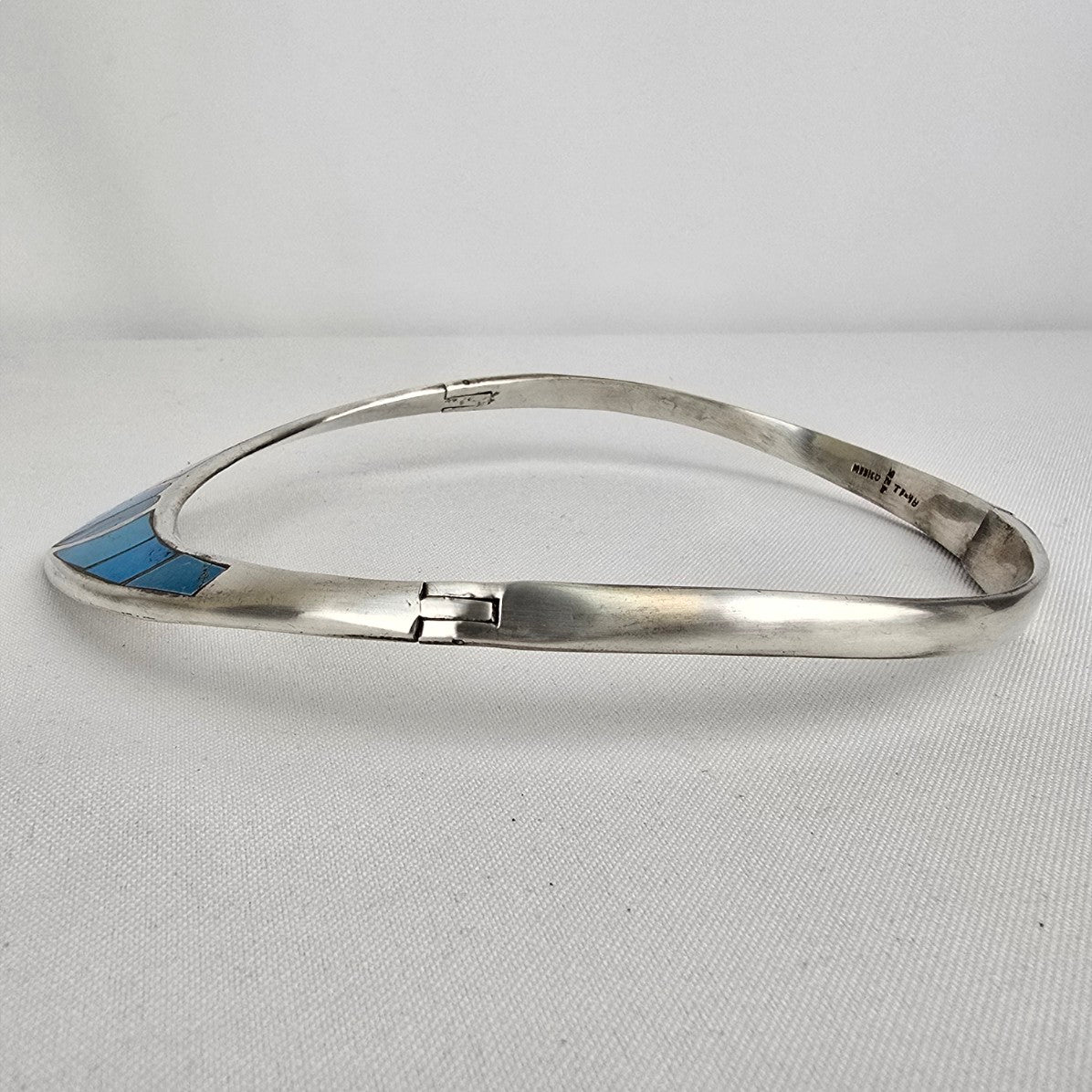 Vintage Taxco Sterling Silver 925 Turquoise Collar Heart Necklace