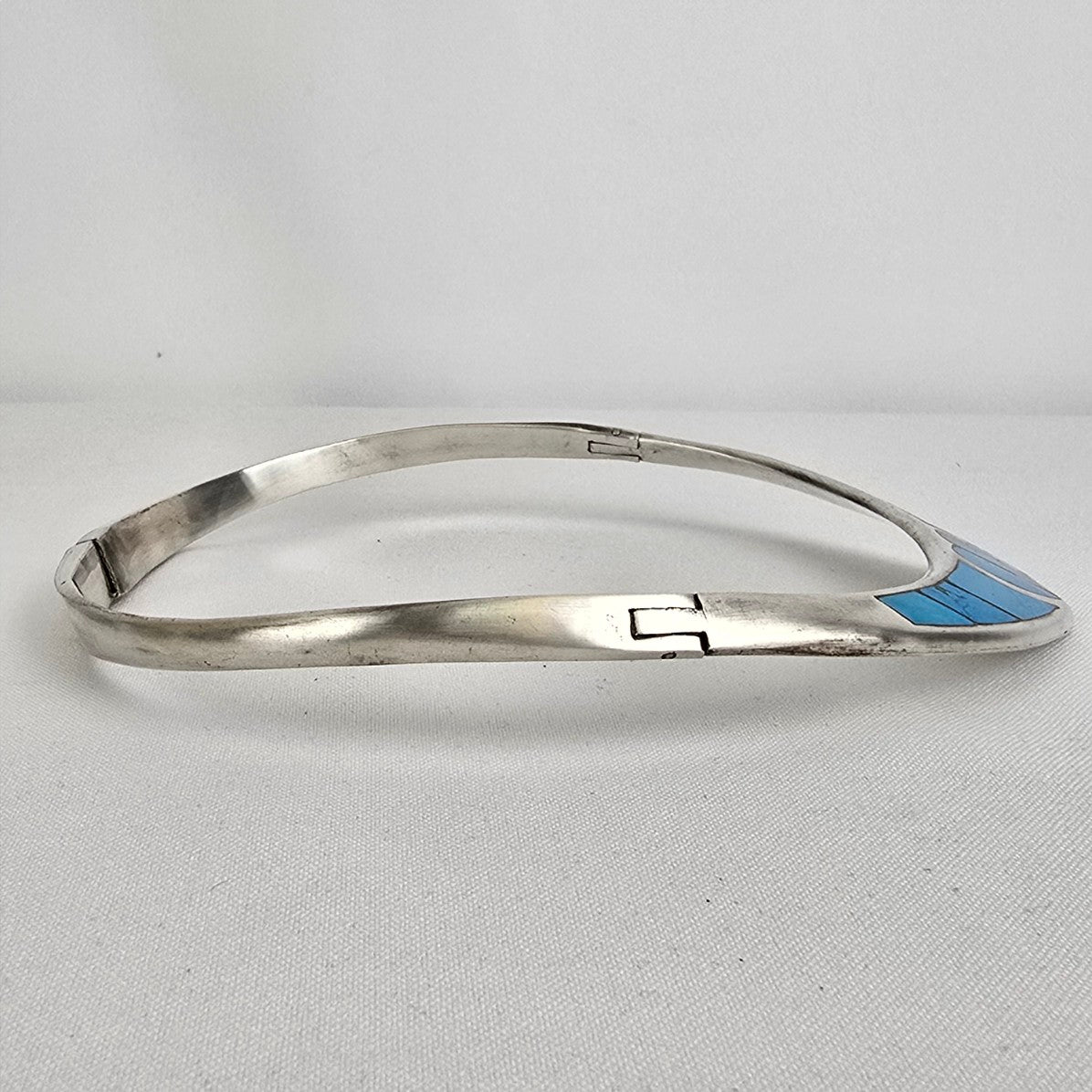 Vintage Taxco Sterling Silver 925 Turquoise Collar Heart Necklace