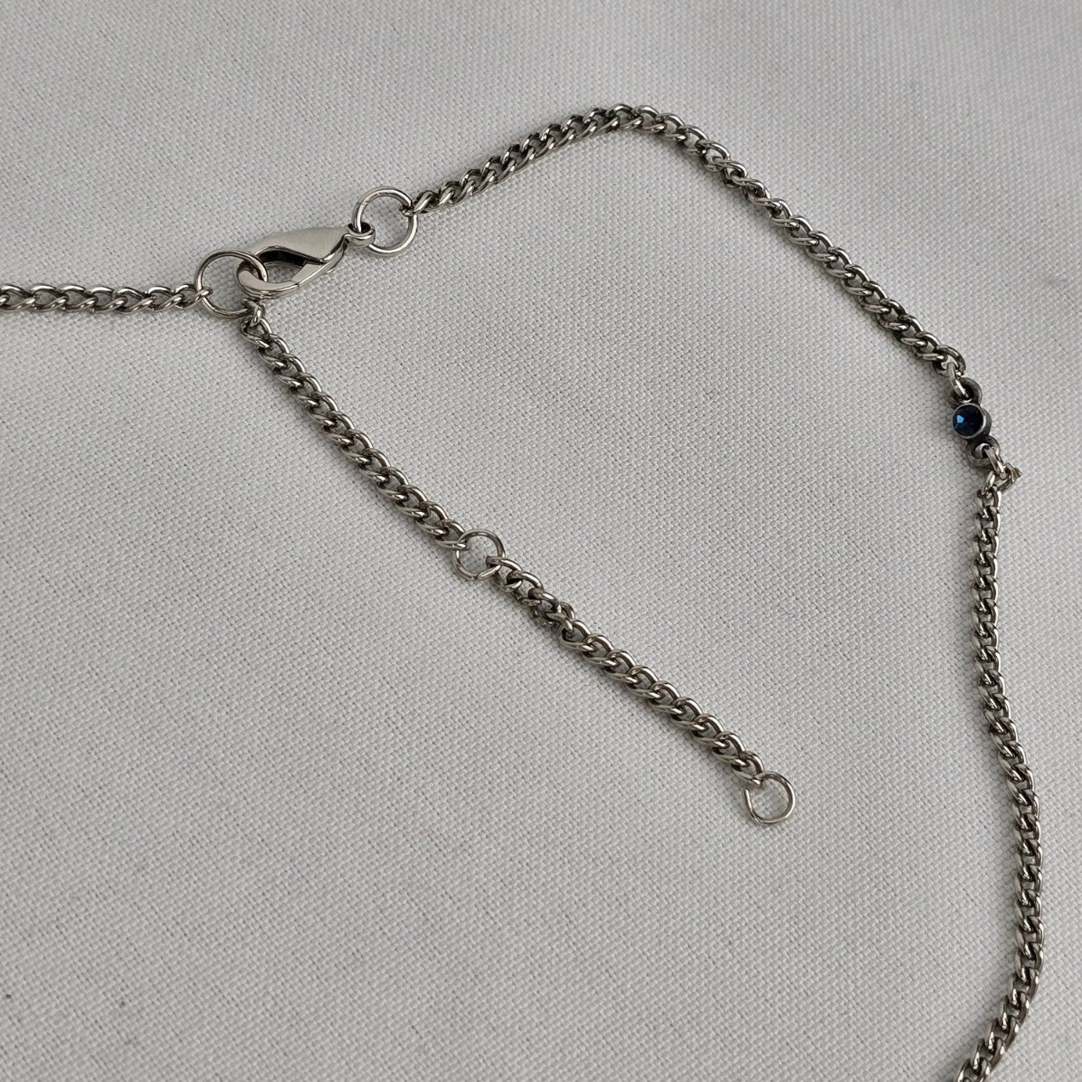 Silver & Blue Rhinestone Fringe Necklace