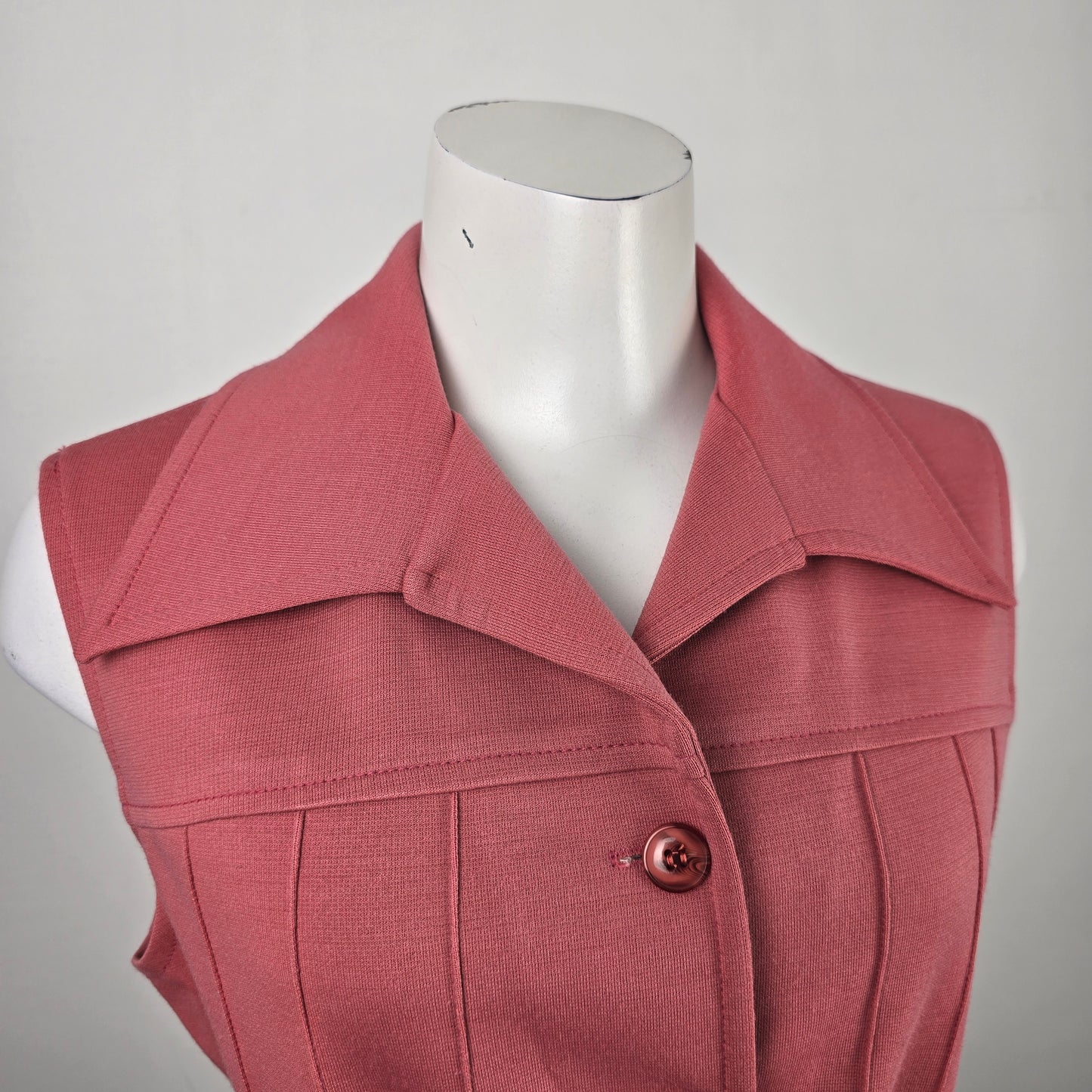 Vintage White Stag Pink Button Up Belted Vest Size M/L