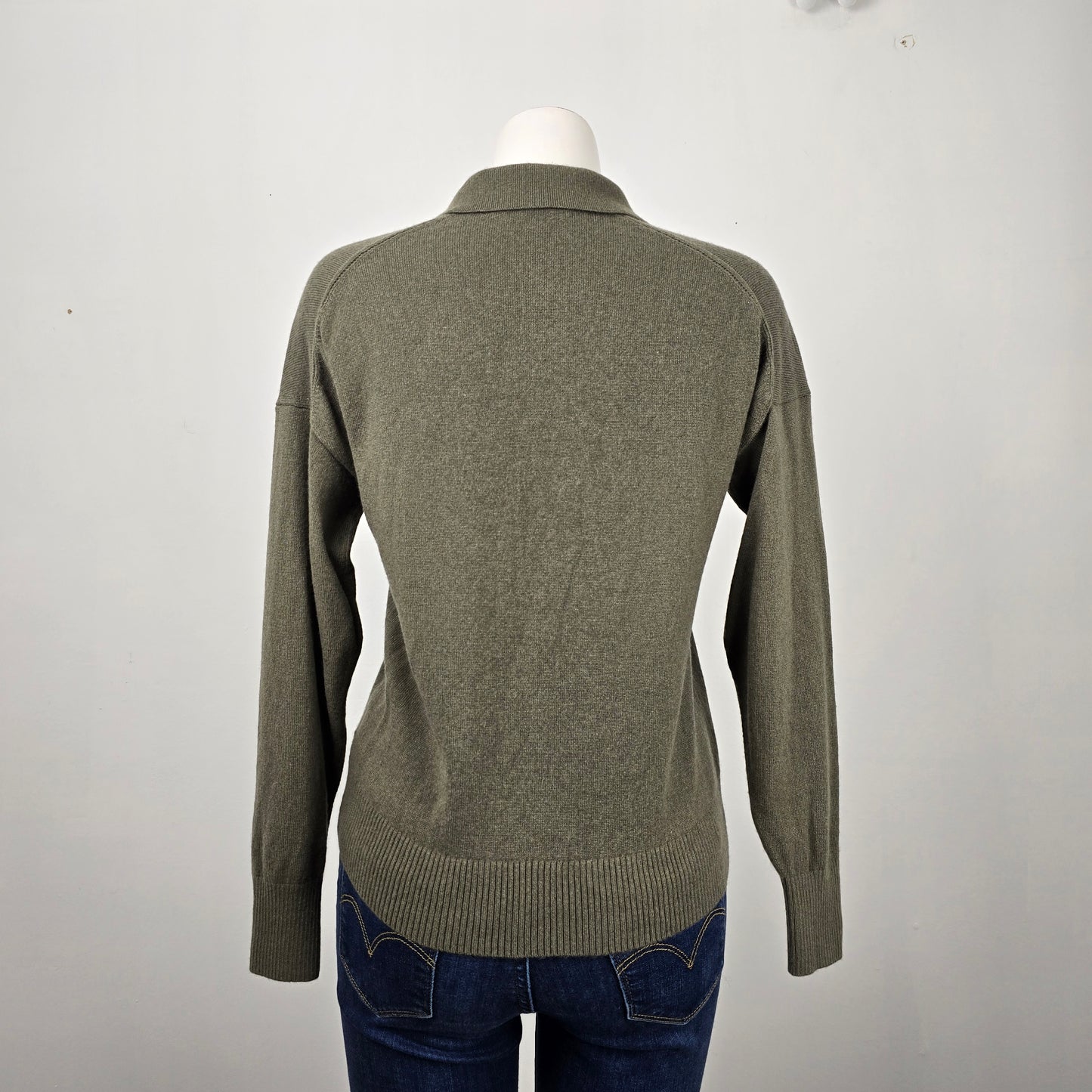 Everlane Olive Green Cashmere Collared Sweater Size M