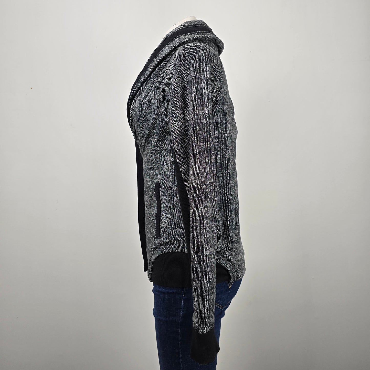 Lululemon Black & White To Class French Terry Cardigan Jacket Size 6