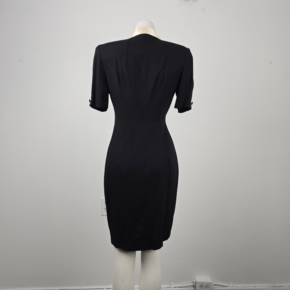 Vintage Savannah Black & Cream Collared Double Breasted Dress Size S