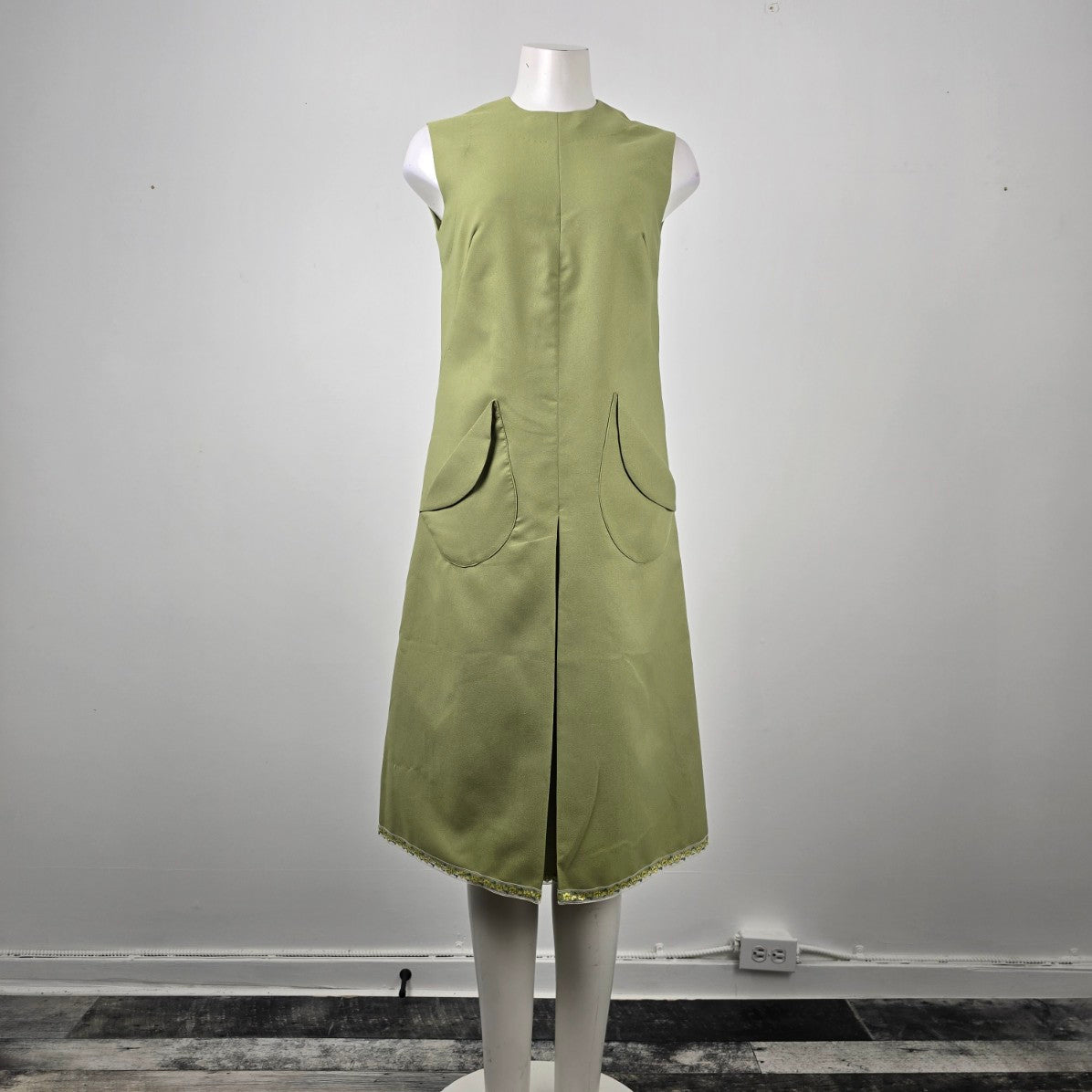 Vintage Handmade Green Midi Dress Size M