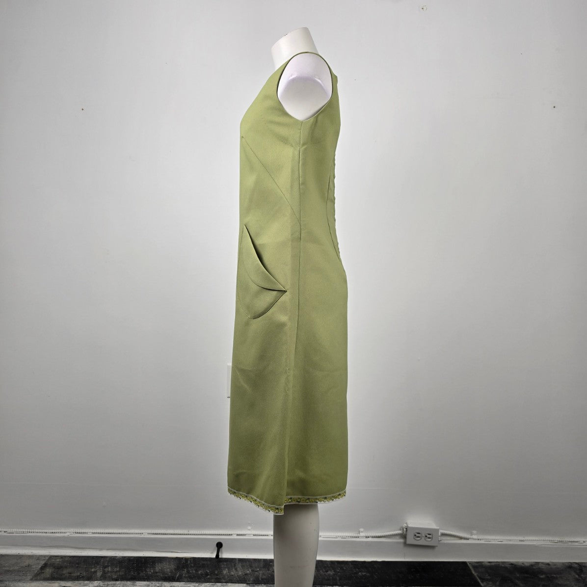 Vintage Handmade Green Midi Dress Size M