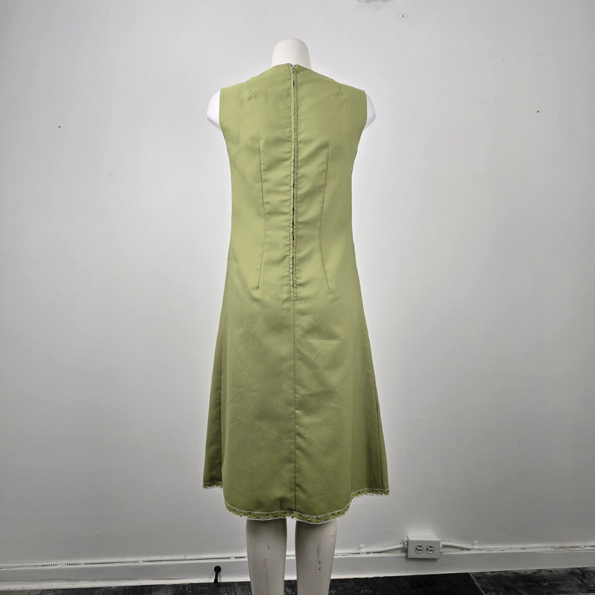 Vintage Handmade Green Midi Dress Size M